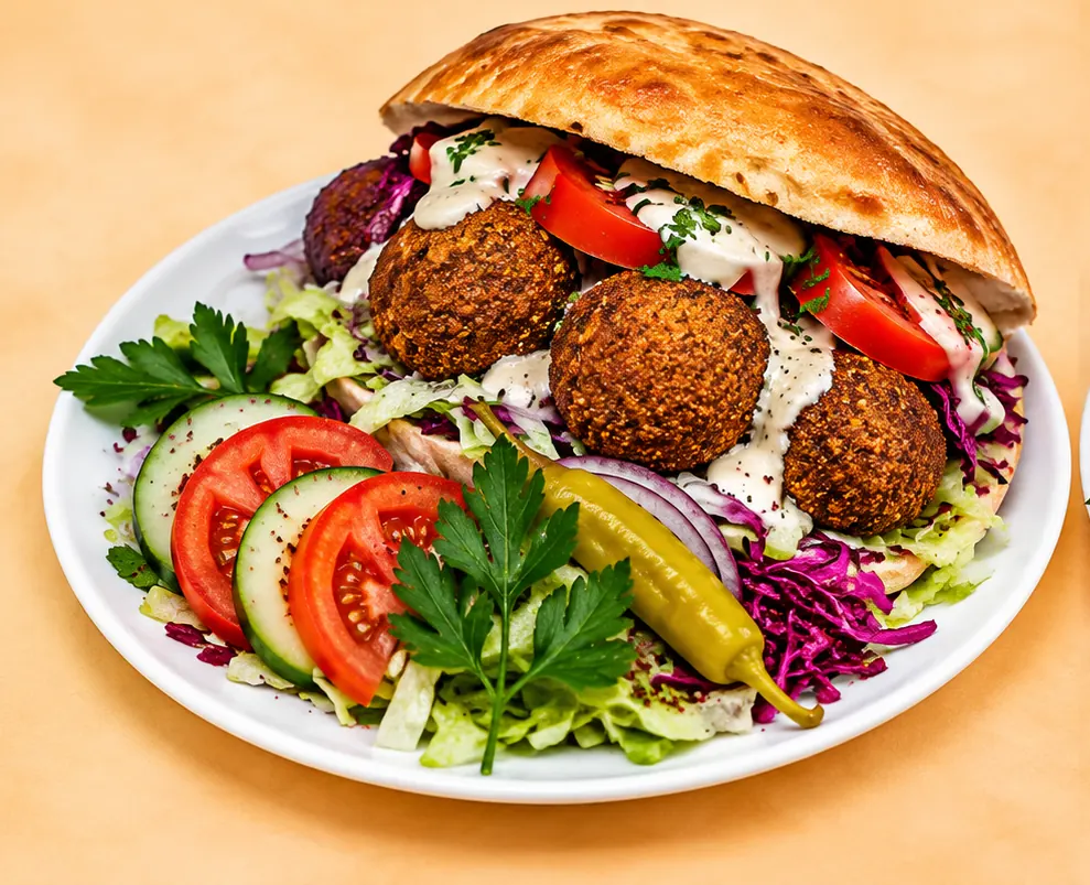 Falafel im Fladenbrot mit Salat